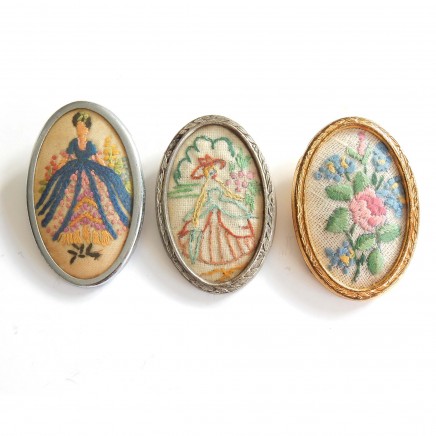 Photo of Vintage Petit Point French Cameo Brooch
