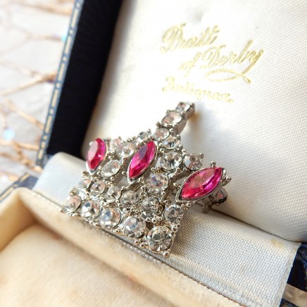 Photo of Vintage Pink Crown Tiara Brooch Pin