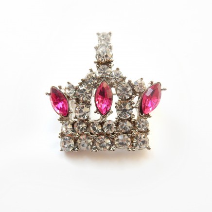 Photo of Vintage Pink Crown Tiara Brooch Pin