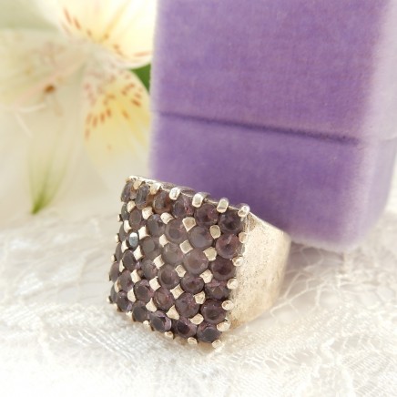 Photo of Vintage Purple Amethyst Ring Solid Silver Fine Jewelery