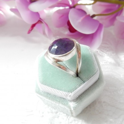 Photo of Vintage Purple Amethyst Ring Sterling Silver US Size 8 February Birthstone