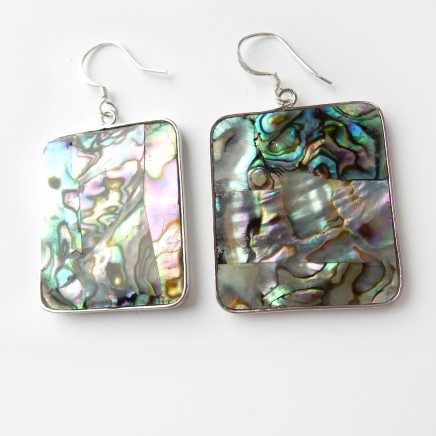 Photo of Vintage Retro Abalone Shell Earrings Sterling Silver