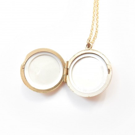 Photo of Vintage Rolled Gold Circle Sunburst Locket Necklace Gold Photo Locket Pendant