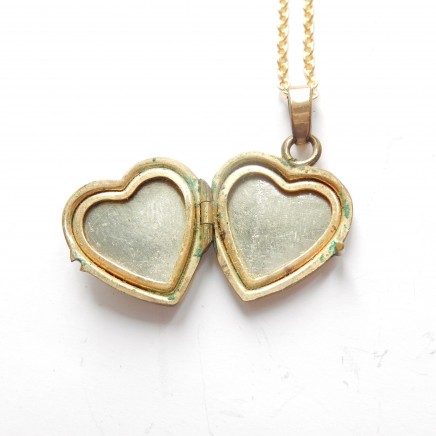 Photo of Vintage Rolled Gold Locket Enamel Rose Locket Necklace Keepsake Heart Locket