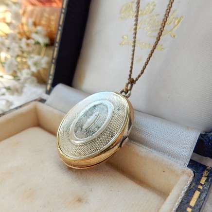 Photo of Vintage Rolled Gold Locket Necklace & Chain Signed K&L