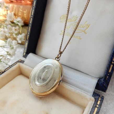 Photo of Vintage Rolled Gold Locket Necklace & Chain Signed K&L