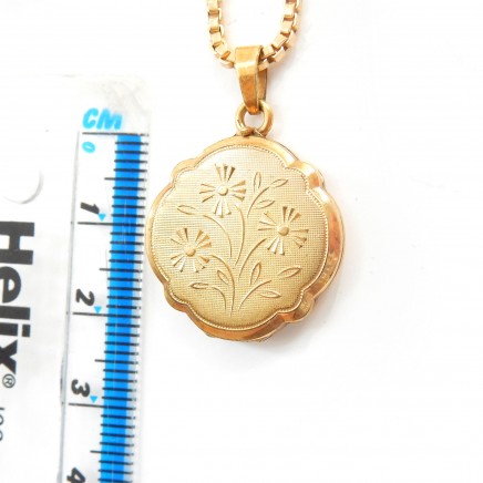 Photo of Vintage Rolled Gold Locket Pendant Vintage Gold Necklace A D Foreign Jewelery