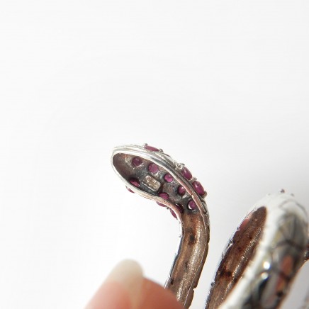 Photo of Vintage Ruby Marcasite Snake Ring Sterling Silver US Size 7