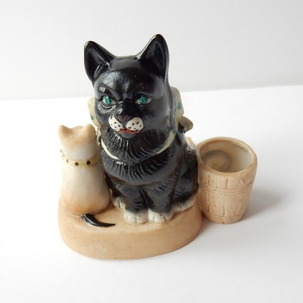 Photo of Vintage Schafer Vater German Bisque Porcelain Cat Kitten Match Striker Ornament