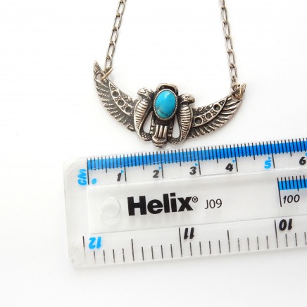Photo of Vintage Silver Turquoise Native American Eagle Necklace Sterling Silver Chain