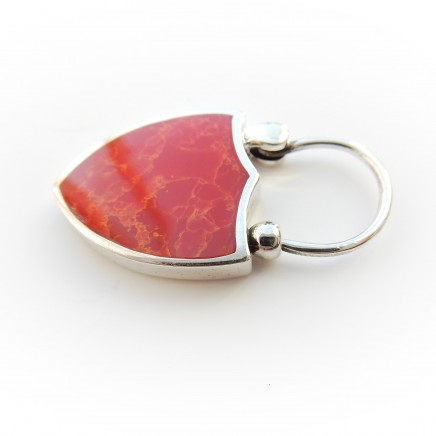 Photo of Vintage Solid Silver Agate Padlock Pendant Clasp