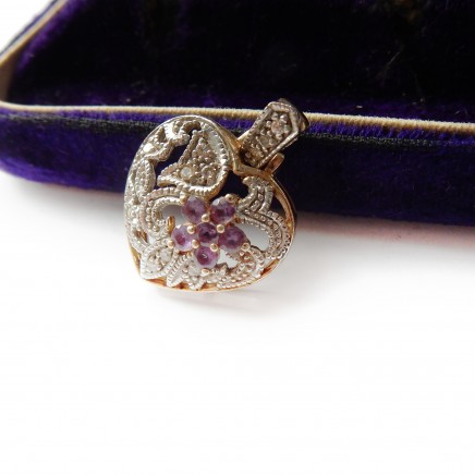 Photo of Vintage Solid Silver Amethyst Heart Pendant