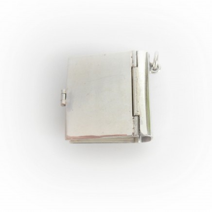 Photo of Vintage Solid Silver Enamel Pug Dog Locket Memory Book Pendant