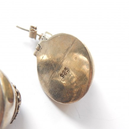 Photo of Vintage Solid Silver Garnet Circle Earrings January Birthstone