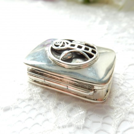 Photo of Vintage Sterling Silver Enamel Arts Crafts Style Mackintosh Rose Pill Box