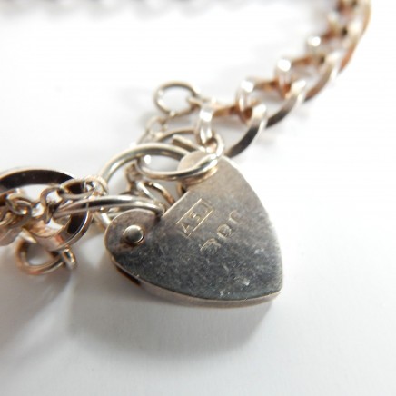 Photo of Vintage Sterling Silver Heart Padlock Bracelet ASJ London