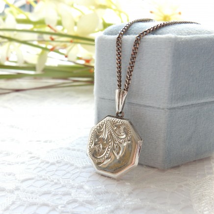 Photo of Vintage Sterling Silver Hexagon Locket Silver Love Token Jewelry
