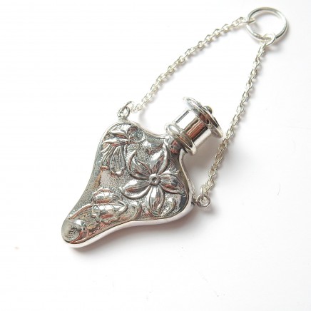Photo of Vintage Sterling Silver Repousee Chatelaine Scent Bottle Holder