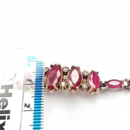 Photo of Vintage Sterling Silver Vermeil Pink Chalcedony Bracelet Fancy Link Bracelet