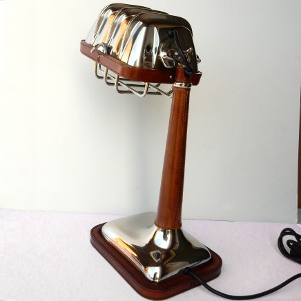 Photo of Vintage Style Chrome Leather Industrial Desk Lamp Table Lamp