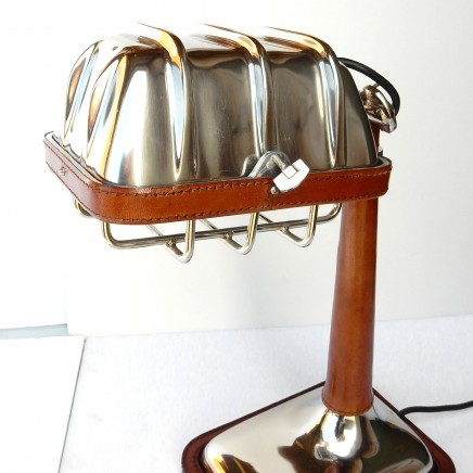 Photo of Vintage Style Chrome Leather Industrial Desk Lamp Table Lamp