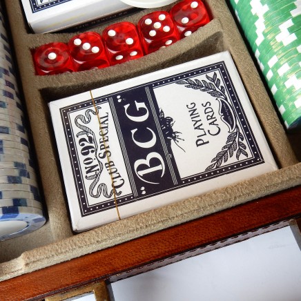 Photo of Vintage Style Leather Poker Case Game Set