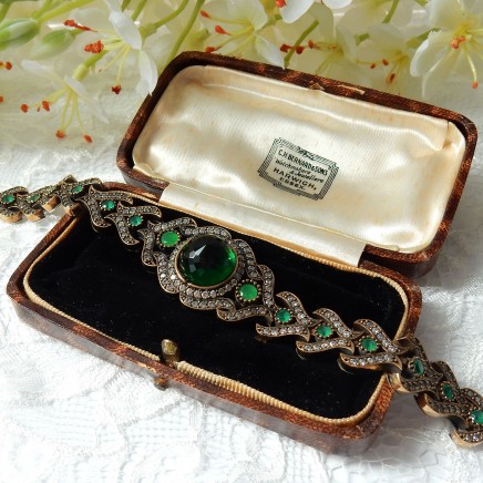 Photo of Vintage Vermeil Silver Green Chalcedony Crystal Bracelet
