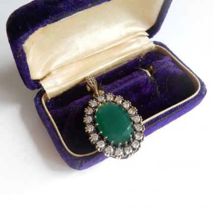 Photo of Vintage Vermeil Silver Green Chalcedony Pendant Sterling Silver