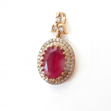 Photo of Vintage Vermeil Silver Pink Chalcedony Pendant