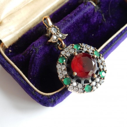 Photo of Vintage Vermeil Silver Red Chalcedony Pendant Sterling Silver