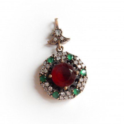 Photo of Vintage Vermeil Silver Red Chalcedony Pendant Sterling Silver