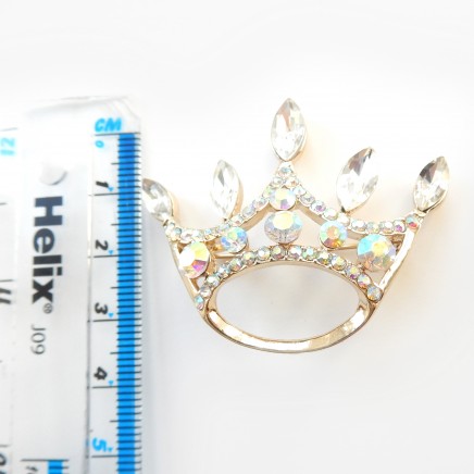 Photo of Vintage White Crystal Crown Tiara Brooch Pin