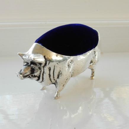 Photo of Large Silver Plate Pig Pin Cushion