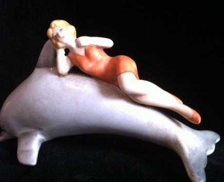 Photo of Art Deco Porcelain Dolphin Pin Lady
