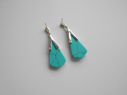 Photo of Art Deco Silver & Turquoise Earrings