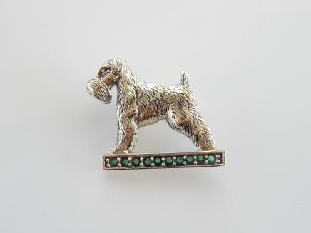 Photo of Art Deco Silver & Emerald Scottie Dog Brooch