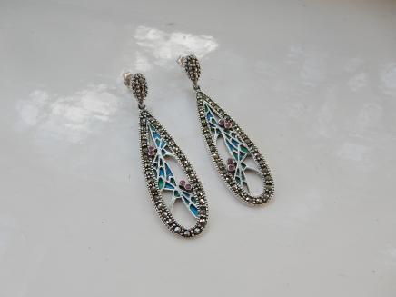 Photo of Pr Art Nouveau French Enamel Earrings