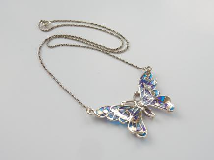 Photo of Silver & Purple Enamel Butterfly Necklace