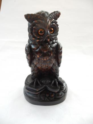 Photo of Carved Black Forest Wood Barn Owl