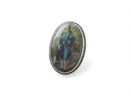 Photo of Early Silver Hand Painted Portrait Gainsborough Brooch