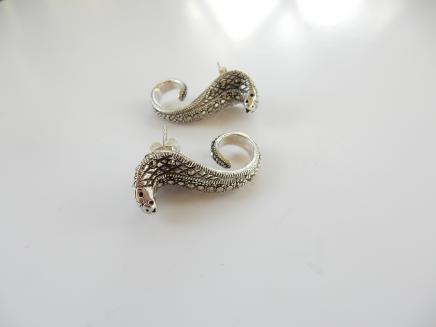 Photo of Marcasite Cobra Snake Earrings