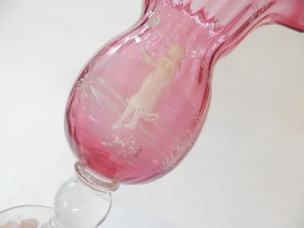 Photo of Mary Gregory Cranberry Glass Pedestal Vase
