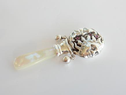 Photo of Mother of Pearl Sun & Moon Baby Rattle
