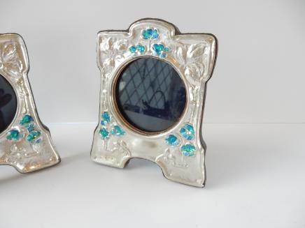 Photo of Pair Solid Silver Enamelled Photo Frames