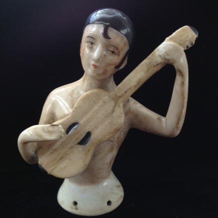 Photo of Porcelain Art Deco Pin Lady with Guitar