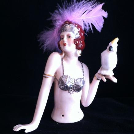 Photo of Art Deco Porcelain Showgirl with Parrot