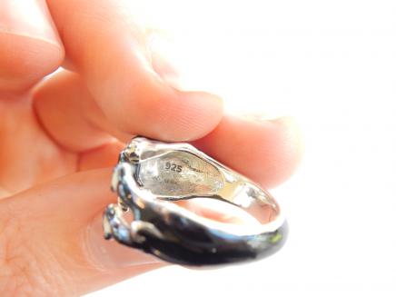Photo of Solid Silver Enamelled English Bulldog Ring