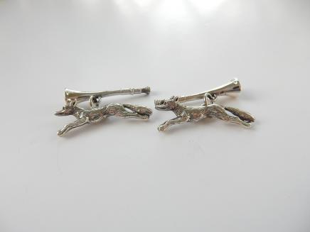 Photo of Sterling Silver Fox & Trumpet Cufflinks