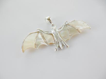Photo of Silver & Mother of Pearl Bat Pendant