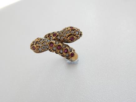 Photo of Sterling Silver Ruby & Cubic Zirconia Snake Ring